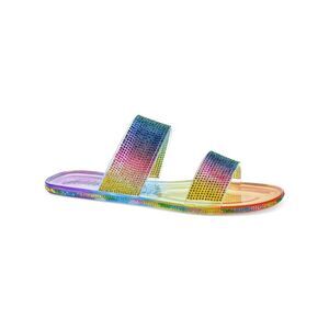 WILD PAIR Womens Rainbow Gradient Rhinestone Juba Round Toe Slip On Jelly 6